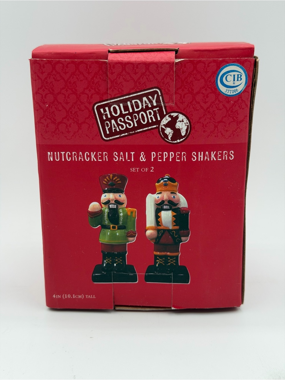World Market Holiday Passport Nutcracker Salt & Pepper Shaker Set 2010-Open Box